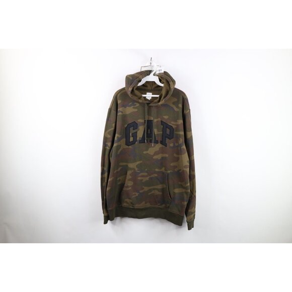 Vintage Y2K Gap Mens Size Large Faded Spell Out Camouflage Hoodie Sweatshirt - Picture 1 of 11